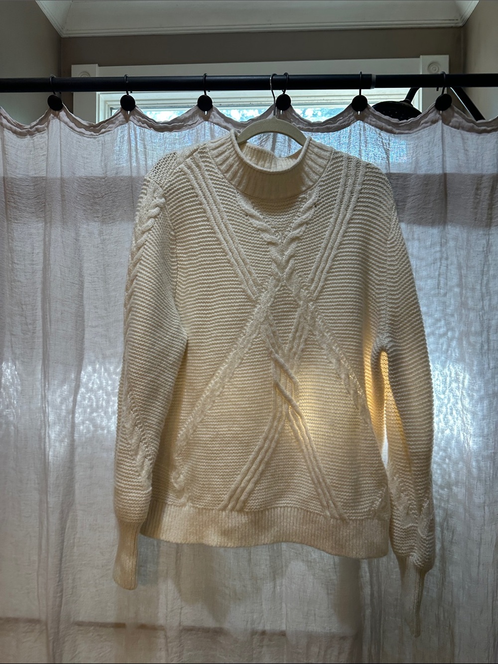 Banana Republic Cream Cable-Knit Turtleneck Sweater